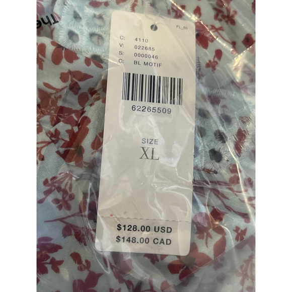 Anthropologie Trina Bow Blouse Light Blue and Red Floral Motif NWT Sz XL - Picture 9 of 11